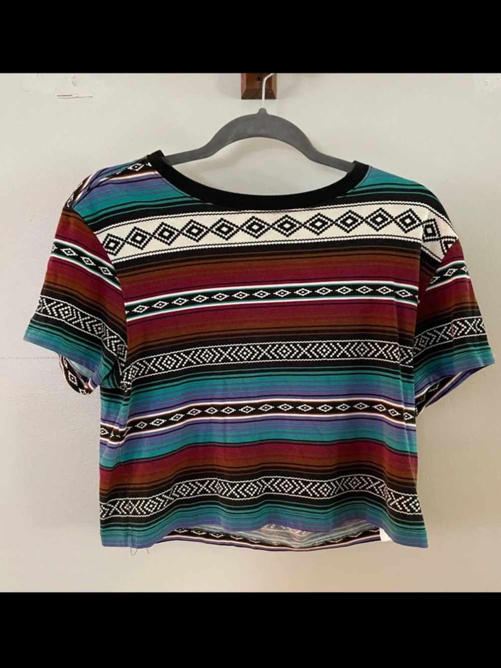 Forever 21 Multicolor Striped Geo Crop Top